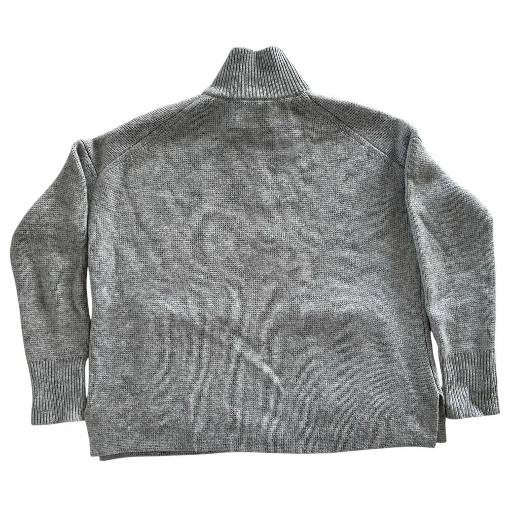 J.Crew Wool Blend Shawl Collar Sweater Men's Small Gray Button Neck Pullover